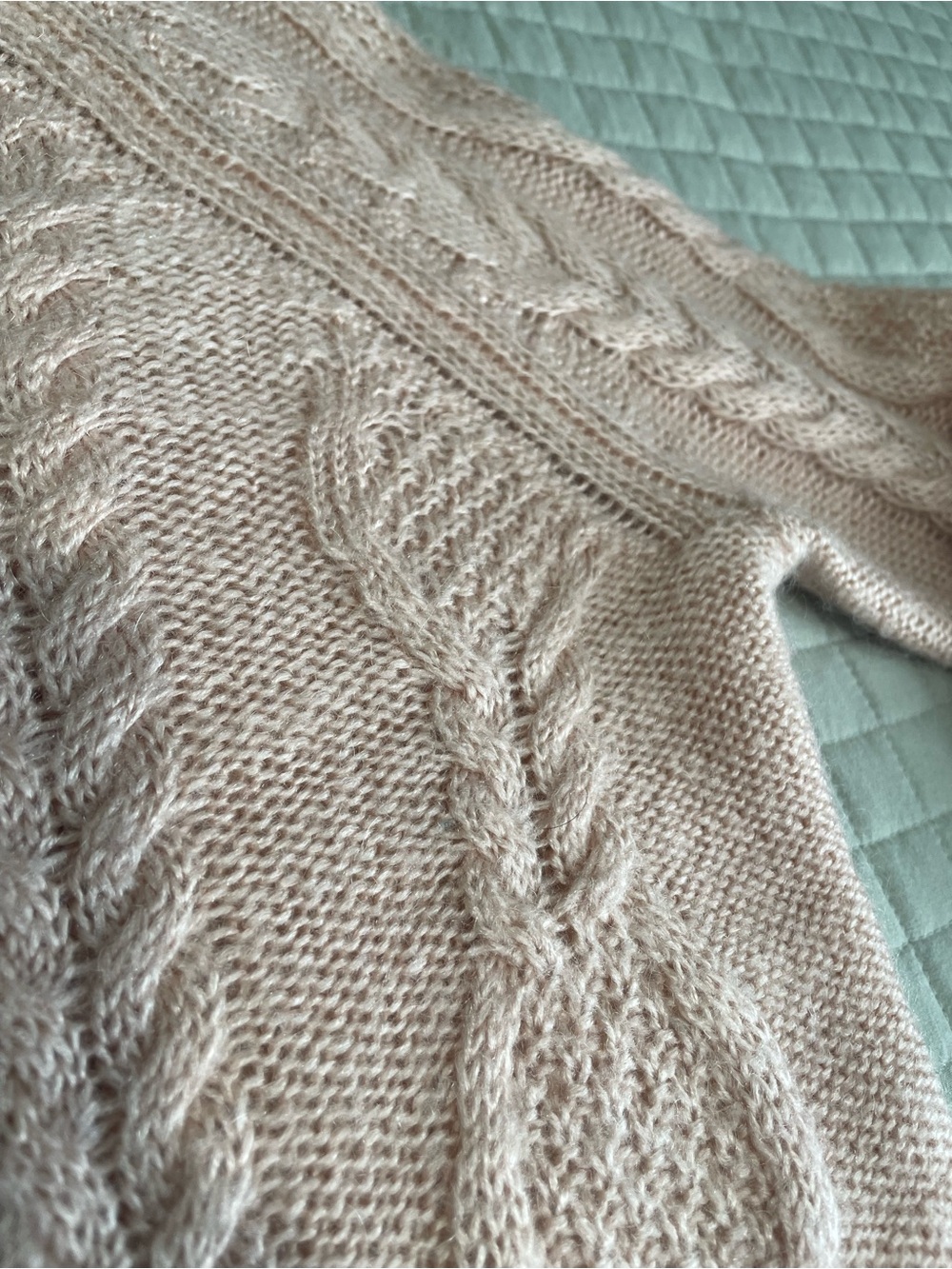 H&M Pale Pink Mohair Blend Cable Knit Sweater - Size S - Picture 7 of 10